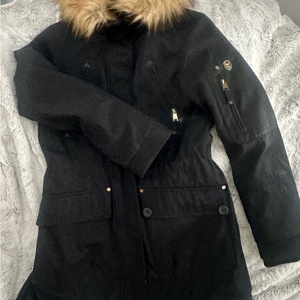 Madison Dark Utility Jacket With Faux Fur Trim